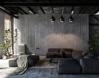 Industrial Loft Viele glatte Flächen in modernem Wohnraum verstärken den Schall